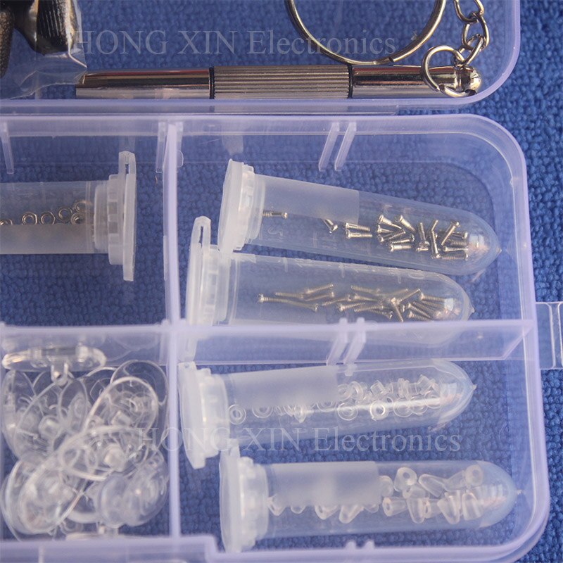 Populaire Lenzenvloeistof Zonnebril Neus Pad Optische horloge Schroevendraaier Reparatie Schroeven Moer Tool Diverse Kit met Doos Reparatie glazen