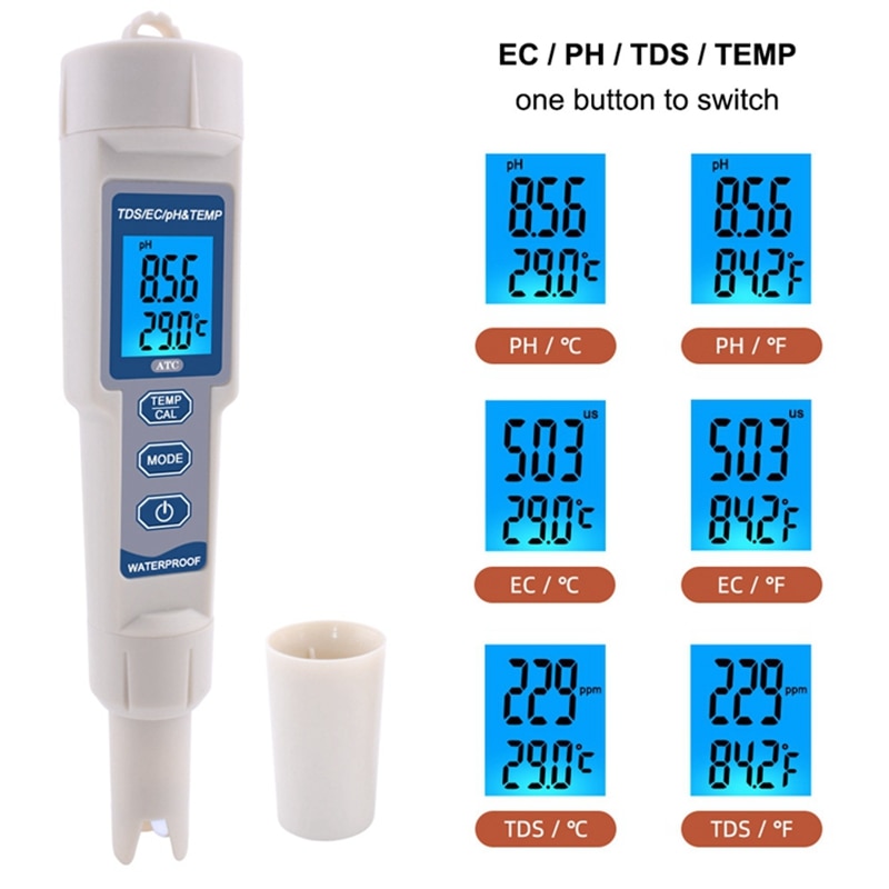 4in1 Waterproof pH/EC/TDS Temperature Meters Digit... – Vicedeal