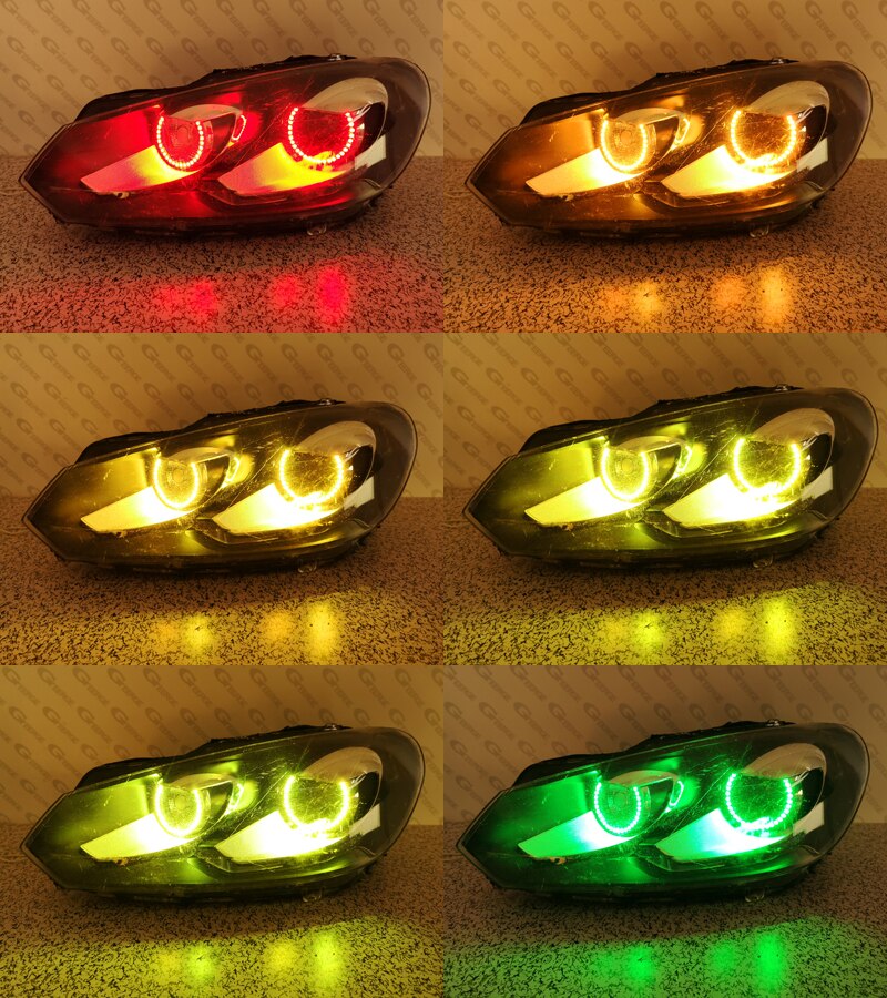 Ojos de Ángel led RGB para VOLKSWAGEN VW GOLF GTI VI MK6, faro de xenón, multicolor, ultrabrillante, aplicación remota por Bluetooth, RF,