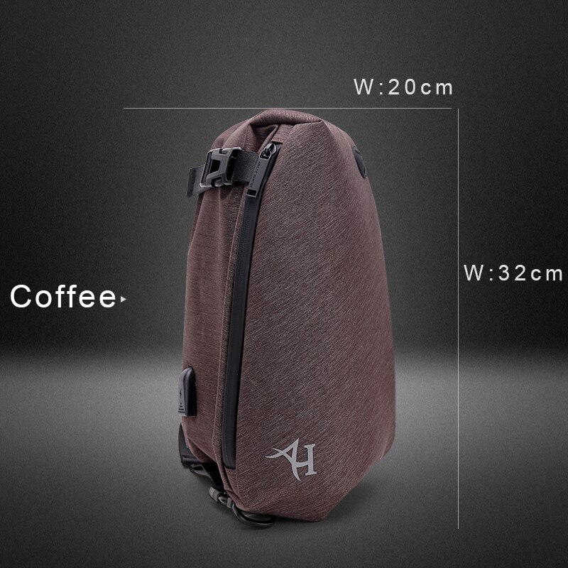 ARCTIC HUNTER Borst Zak Crossbody Tassen voor Mannen Messenger USB Lading Waterdichte Nylon Toevallige Schoudertas Kerstcadeau: Bruin