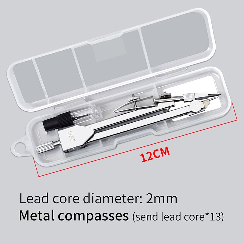 compasses ruler set triangle straightedge multifunctional math drawing caliper 2022 stationery school supplies: Metal compass set A