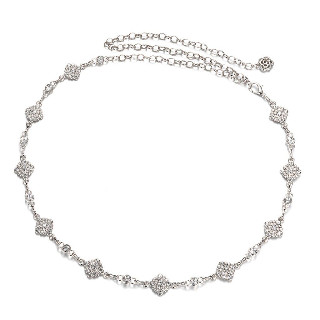 Vrouwelijke tailleband met strass steentjes, tailleband met rokketting, decoratie sieraden