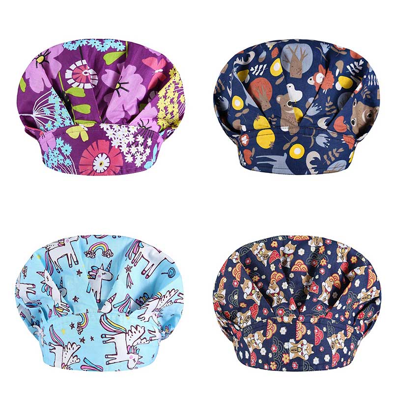 Restaurant Chef Work Hat Elastic Hat with Sweat Towel Cooking Cap Kitchen Hotel Work Hat Adjustable Animal Printing Catering Cap