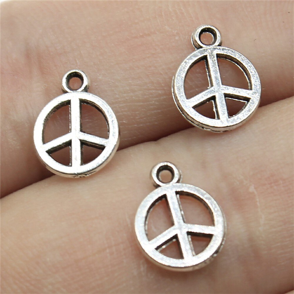 40pcs Peace Charms Pendant Antique Silver Color Peace Symbol Charm Pendants Jewelry Accessories DIY Peace Sign Charms: B11385-8mm