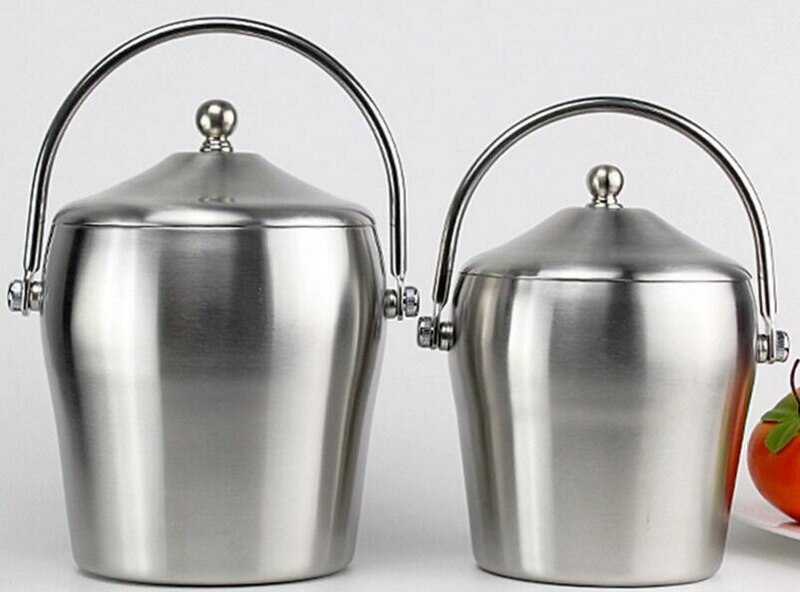 Stainless steel beer ice bucket with lid wine champagne bucket bar KTV Metal Large Ice Bucket