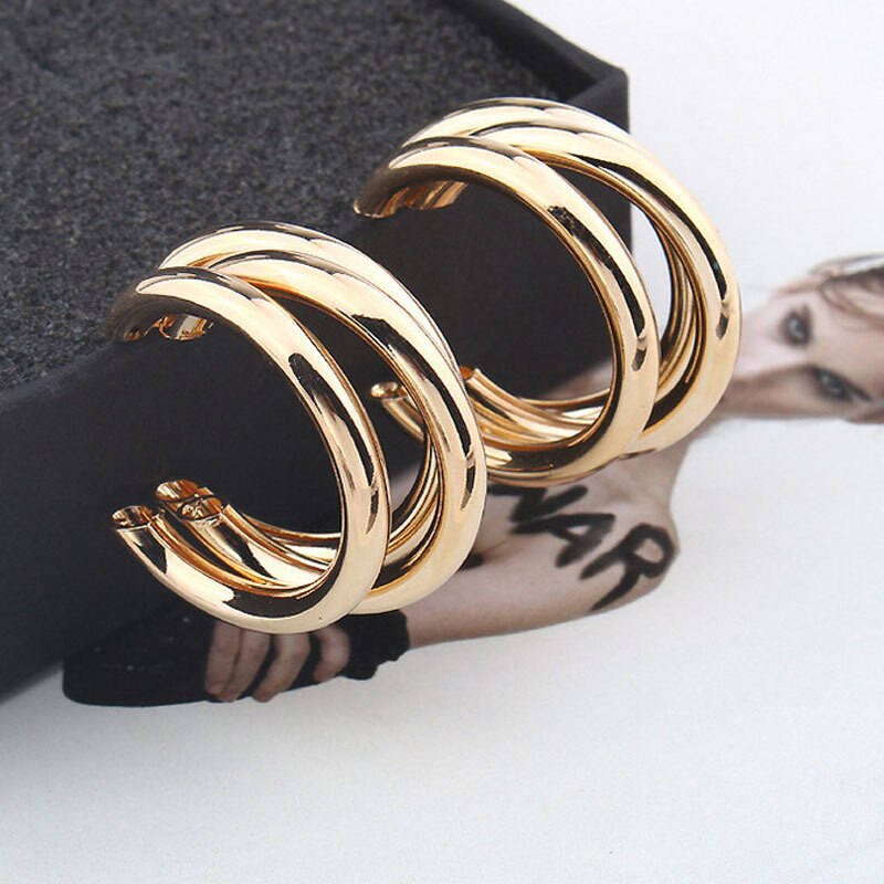 Boucles d'oreilles rétro en métal or en forme de C pour femme, multiples bijoux, coréenne, argent, aiguilles, 2022, 2022