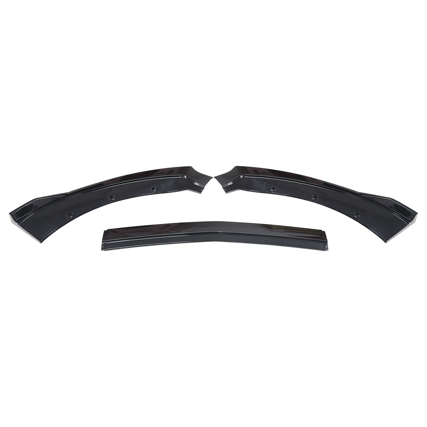 3 Pieces Carbon Fiber Look/Black Car Front Bumper Canard Lip Splitter Body Shovels Bumper Lip Spoiler for Mustang