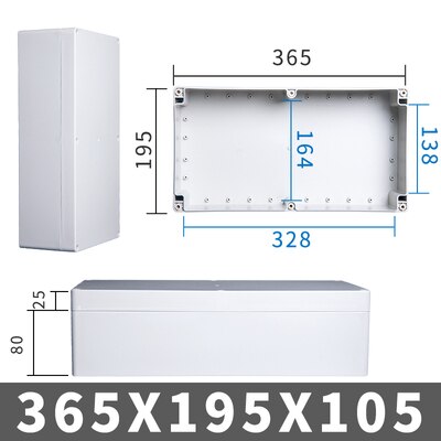 Big Size Outdoor Waterproof Case Enclosure Plastic Box Electronic Project Case Waterproof Junction Box for Electronics: 365-195-105mm