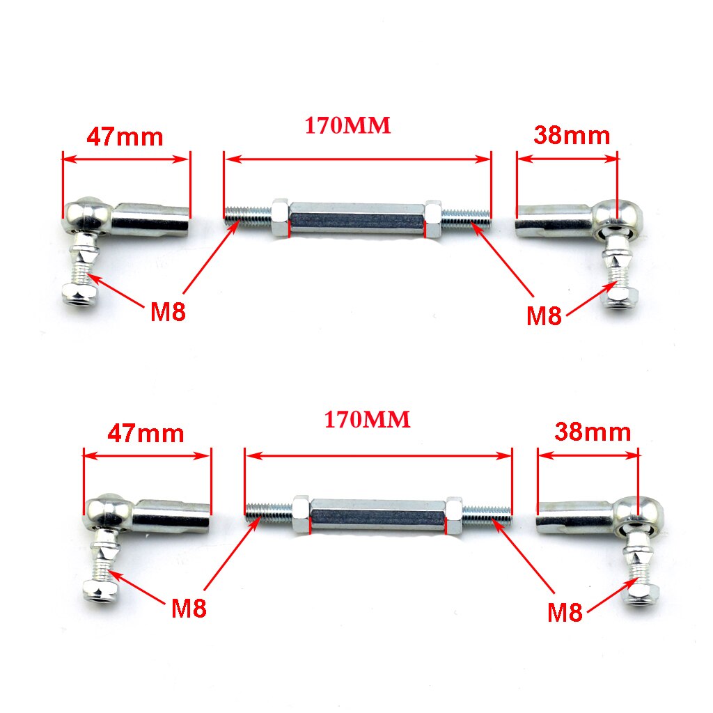 2 pce 100MM-240MM M8 Steering Tie Rod kit Ball Joint For 2 Stroke Electric Mini Kids ATV Go Kart Buggy Scooter Parts: Pole length 170MM