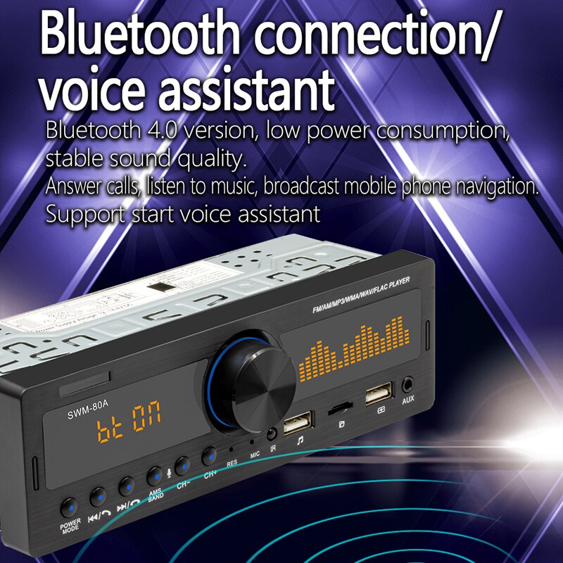 Swm -80a 1 din autoradio mit 12v audioquellen, aufnahmefunktion, parkort, multimedia-musikwiedergabe,  mp3- player-anschlüssen, aux/usb/fm-stereoempfang