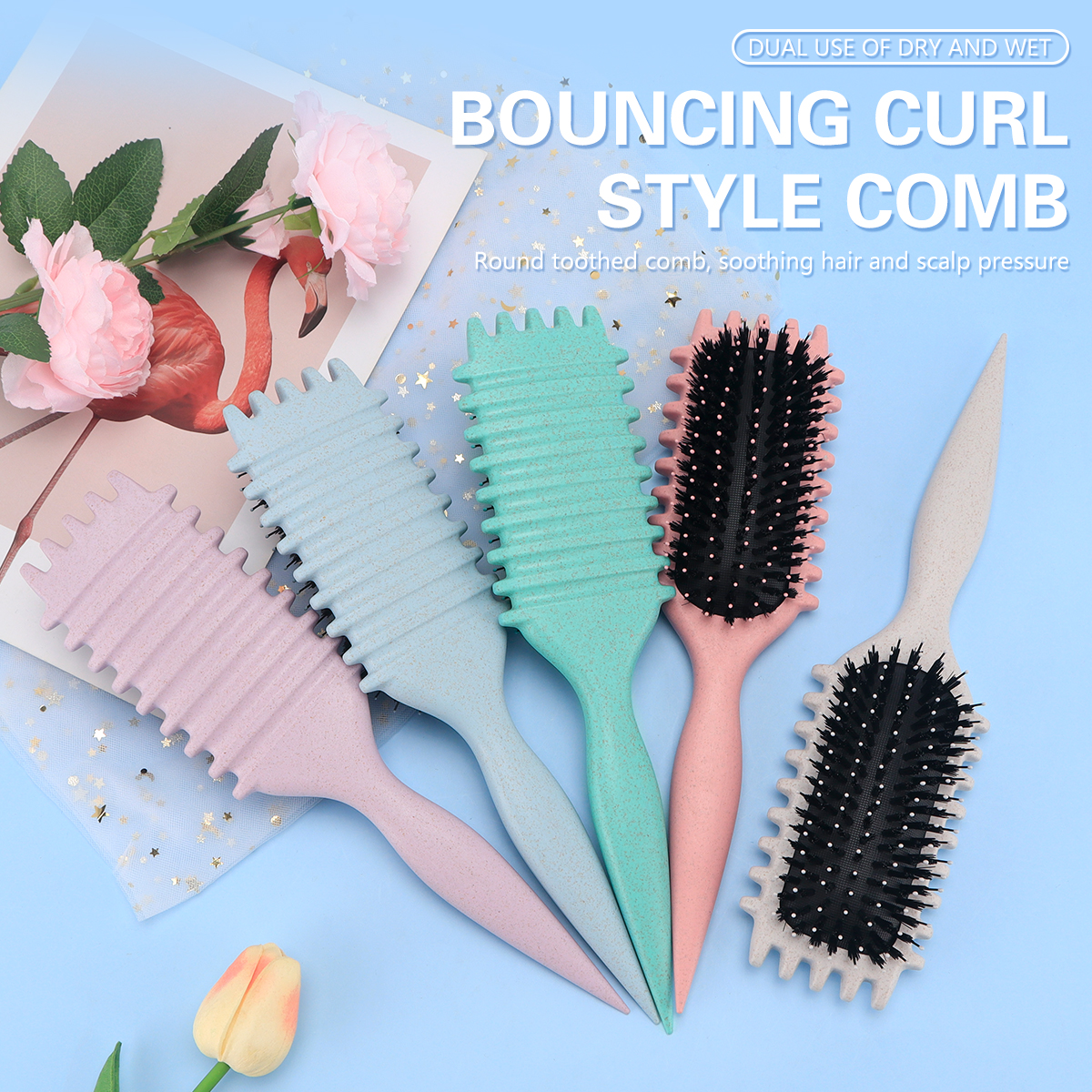 Peine de peluquería de pelo rizado para mujer, peines para desenredar el cabello , peines masajeadores para el cuero cabelludo, herramientas de cepillo de caramelo