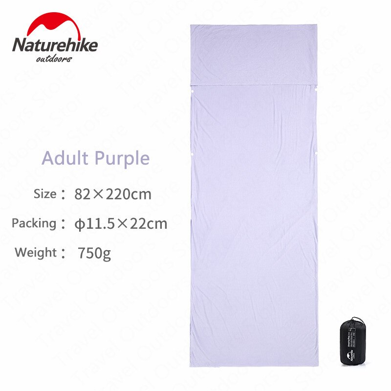 Naturehike Outdoor Draagbare Slaapzak Modal Stof Ultralight Envelop Slaapzak Zachte Voering Hotel Anti Vuil Slaapzak: Adult-Purple