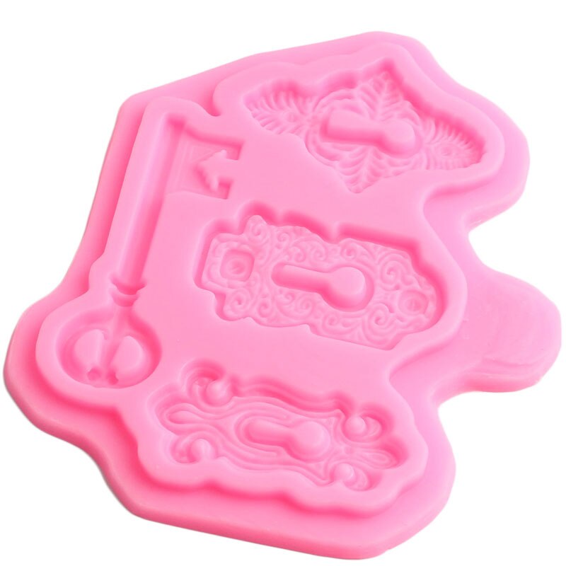 Antique Key Lock Plate Silicone Mold Steampunk Cupcake Topper Fondant Cake Decorating Tools Candy Clay Chocolate Gumpaste Moulds