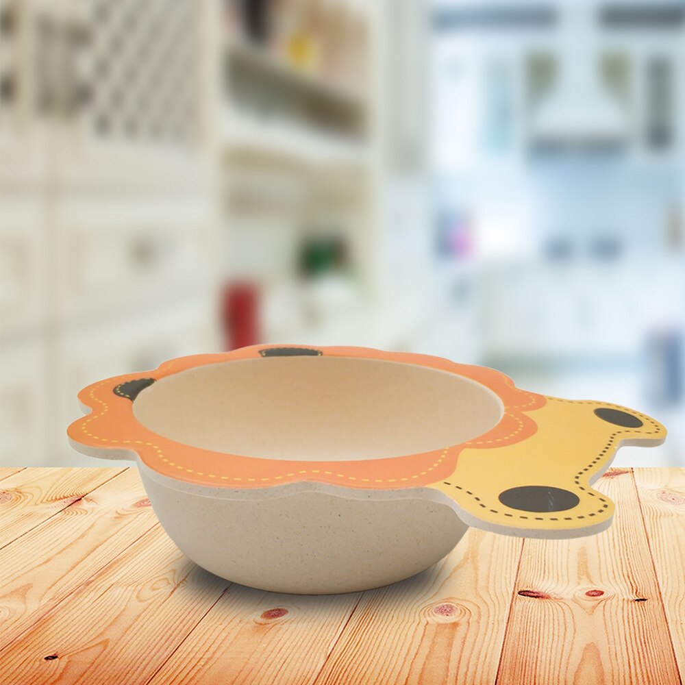 Baby Kids Natural Bamboo Fiber Bowls Cute Cartoon Animal Dishes Baby Feeding Tableware Children Infant Toddler Portable Plates