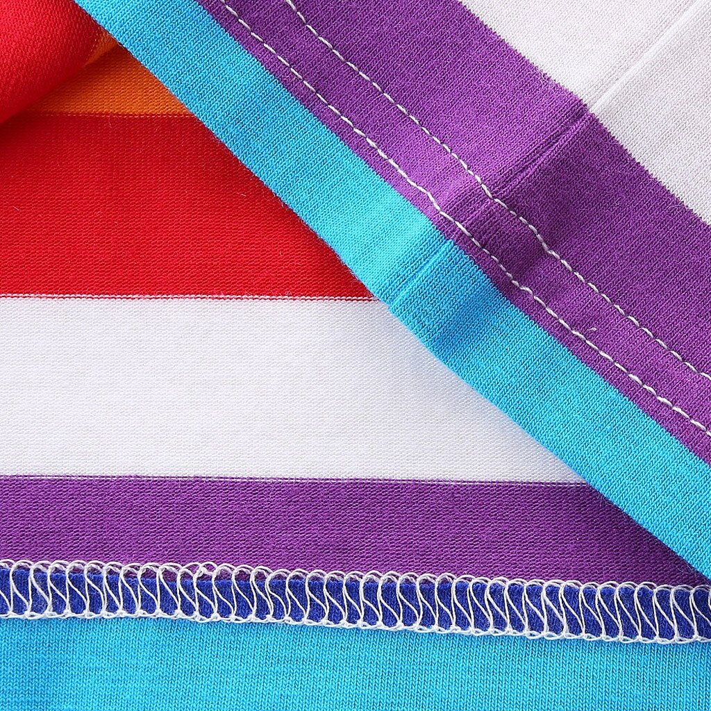 Novo design da criança crianças bebê menina sem mangas arco-íris camiseta listrado roupas roupas melhor venda listrado roupas