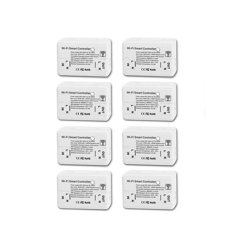 Bingoelec 16A Wifi Smart Switch module Timer DIY MINI Wireless Switches Smart Home Work With Alexa Google Home Tuya Smart: 8 pieces