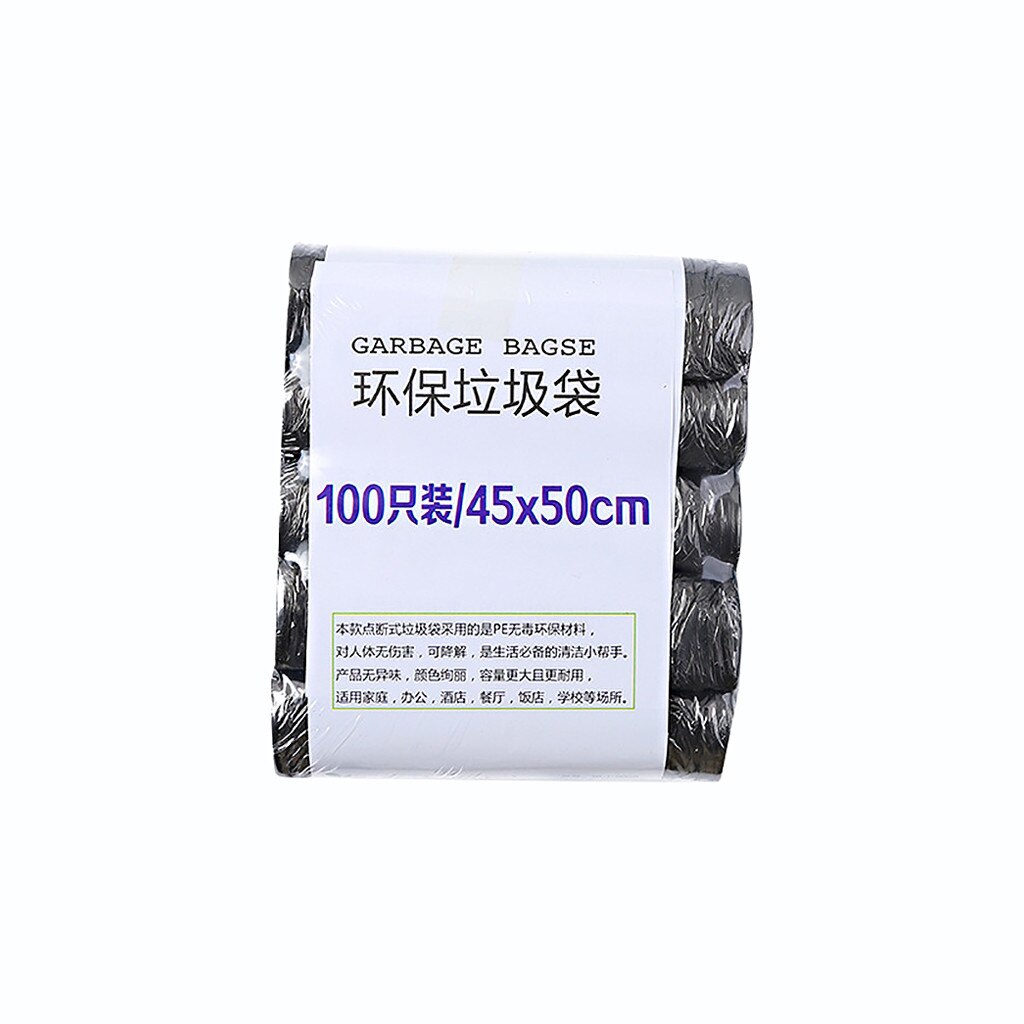 5 Rolls 100PC Trash Bags Garbage Bag Durable Disposable Plastic Household Kitchen Trash Bags мешки для мусора@30: Black