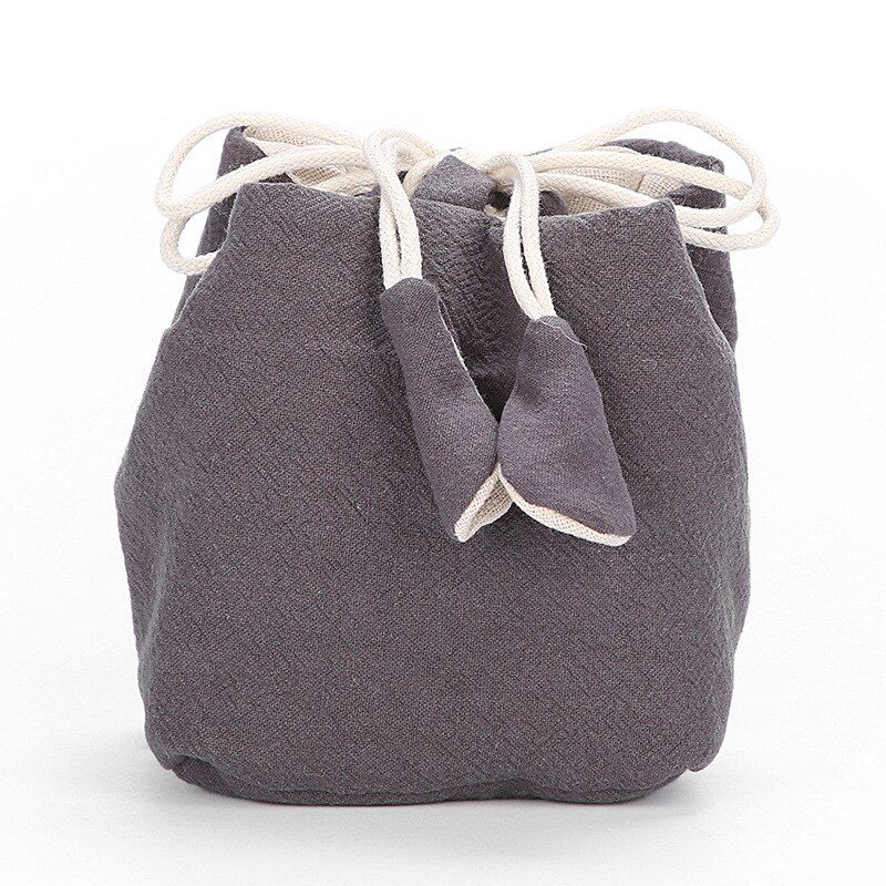Borsa da tè in cotone e lino borsa da teiera semplice borsa da viaggio portatile impostato da tè borsa da tè accessori per la casa LC655: grigio