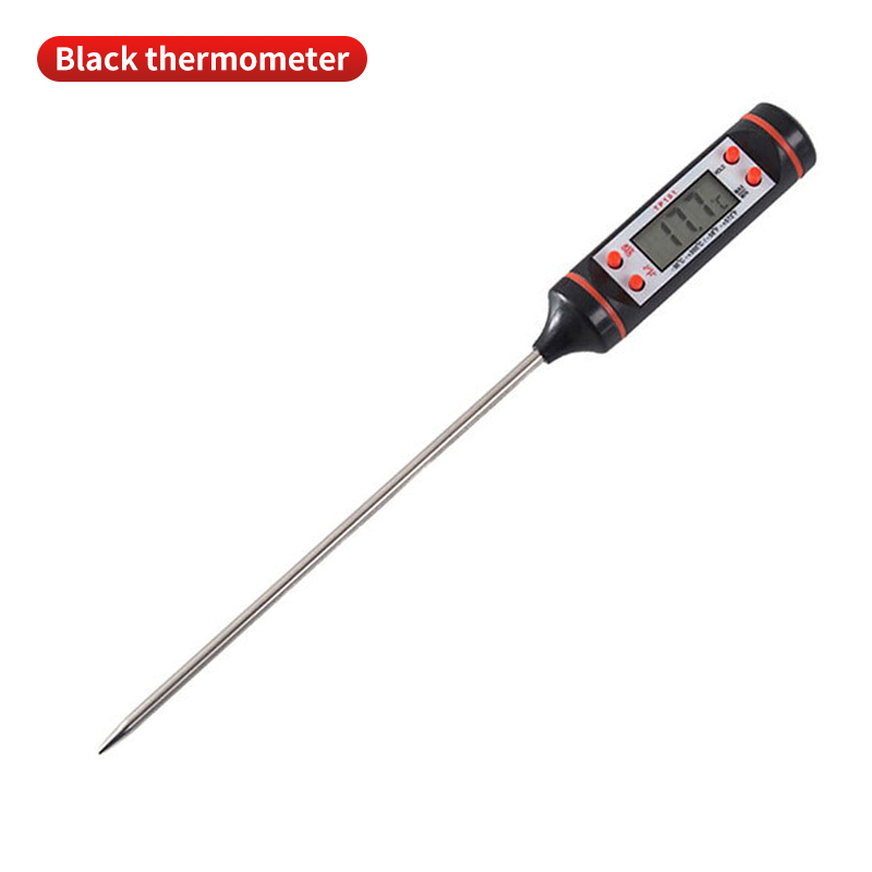 Kitchen Food Baking Digital Thermometer Electronic Probe Type Digital Display Liquid Grill Thermometer: black