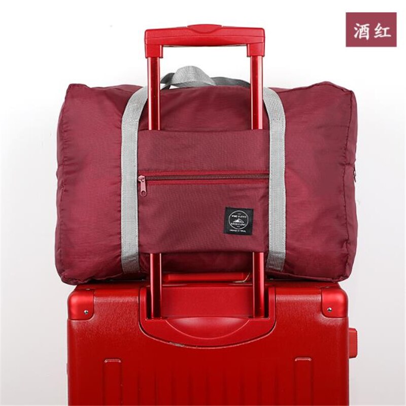 Portable Travel Bags Folding Unisex Large Capacity Bag Women Capacity Hand Luggage Business Trip Traveling Bags WaterProof: Wine Red 2