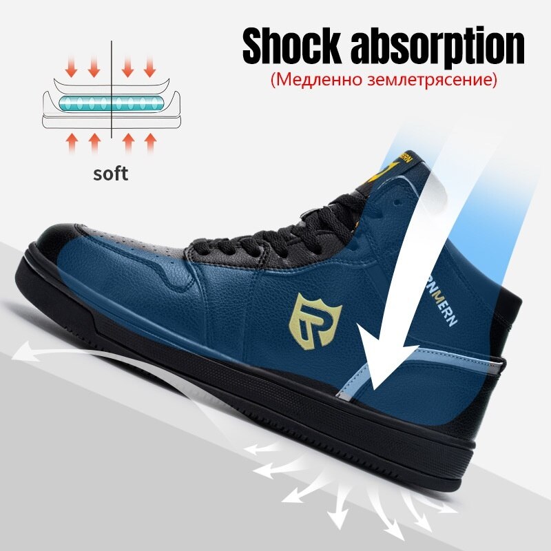 LARNMERN męskie stalowe palec u nogi ochronne buty robocze dla mężczyzn oddychające lekkie przeciwzmarszczkowe antypoślizgowe odblaskowe buty ochronne