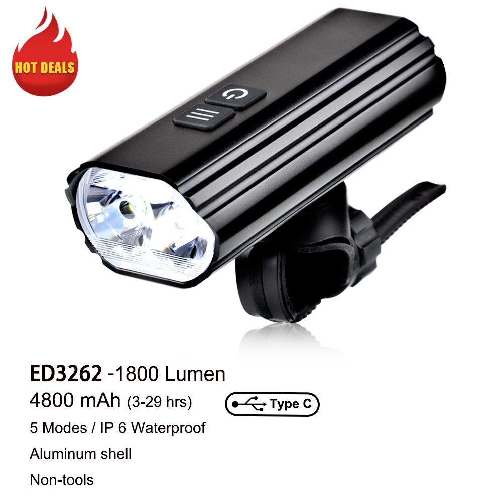 Easydo Fiets Voorlicht 2000 Lumen Fiets Koplamp Usb/C Snel Opladen Fietsen Led Zaklamp Voor Mtb Racefiets Accessoires: Light Grey