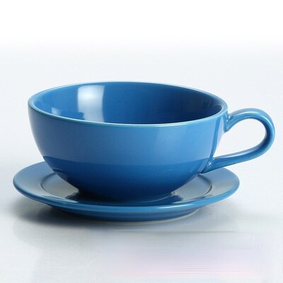 Service à café coloré, , tasses et soucoupes à café, Cappuccino, Latte, basse teneur, 250ml: Blue