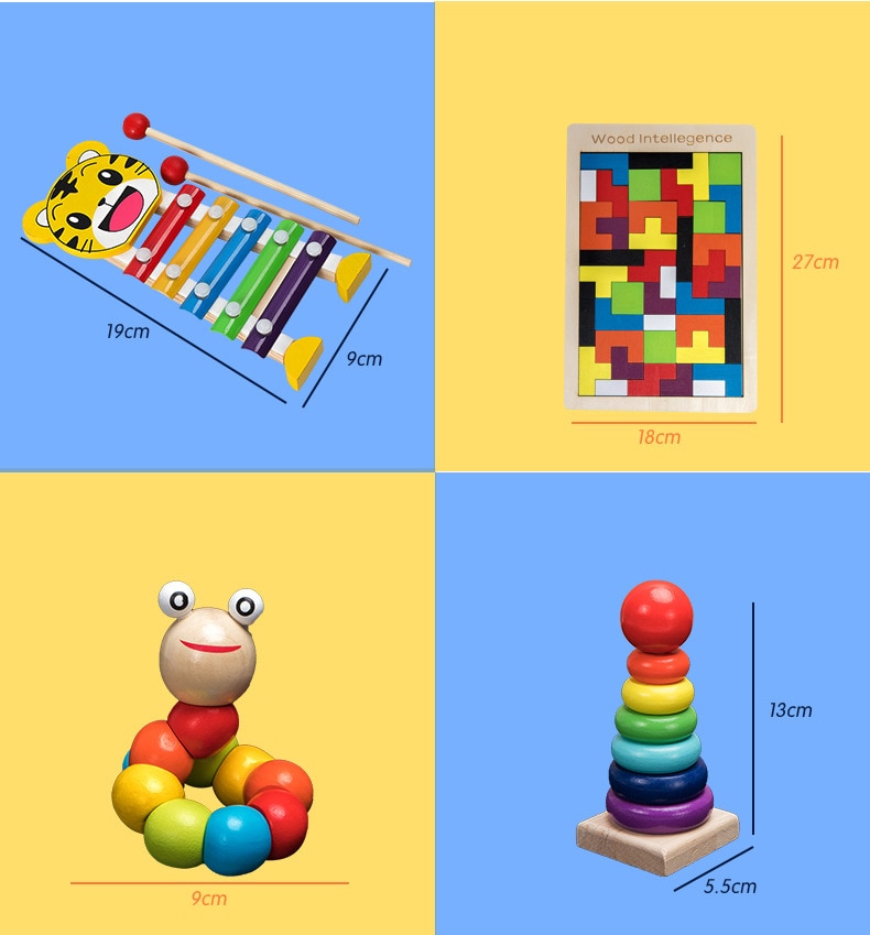 Qwz Montessori Houten Speelgoed Childhood Leren Speelgoed Kinderen Kids Baby Kleurrijke Houten Blokken Verlichting Educatief Speelgoed