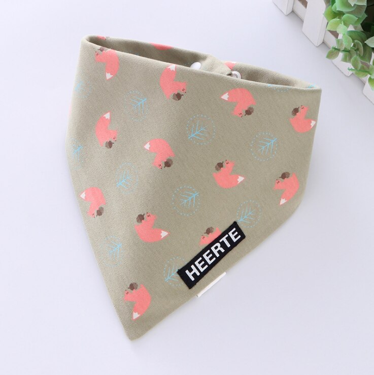 Baby Feeding Bibs Print Bandana Burp Cloths Saliva Bibs Newborn Infant Care Toddler Scarf Animal Double Sides Cotton: WHT011D