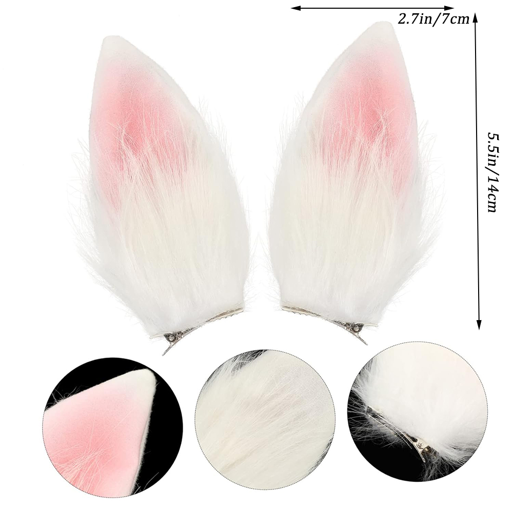 Pinzas para el pelo con Orejas de conejo de peluche para mujer y niña, horquillas largas y esponjosas de estilo japonés, accesorios para el cabello de conejito para de Cosplay, 2 uds.