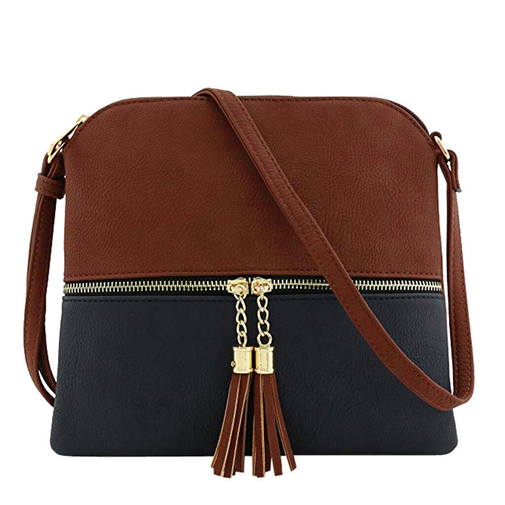 Women Leather Crossbody Bag Casual Handbag Female Tassel Shoulder Bags Ladies Zipper Flap Messenger Bag Phone Purse Torebka