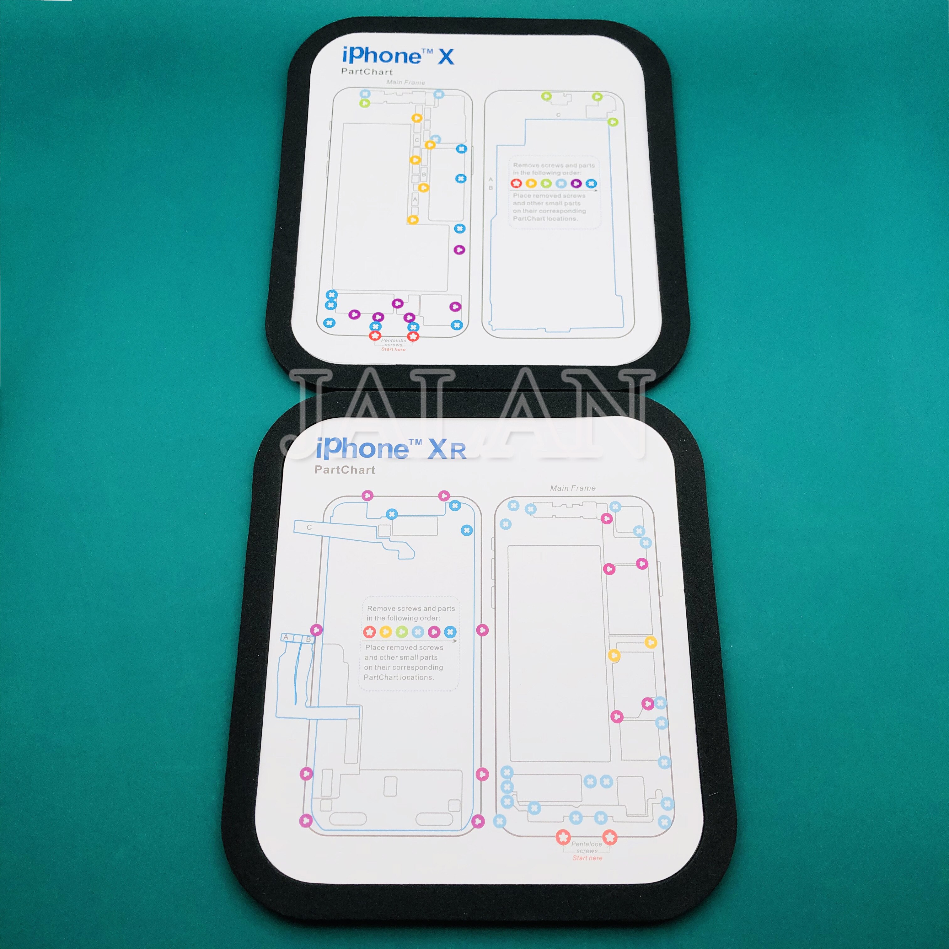 Herramientas de desmontaje para iphone6, 6s, 6p, 6sp, 7, 7p, 8, 8p, X, XS, MAX, XR, tornillos y partes, eliminar/colocar las localizaciones correspondientes