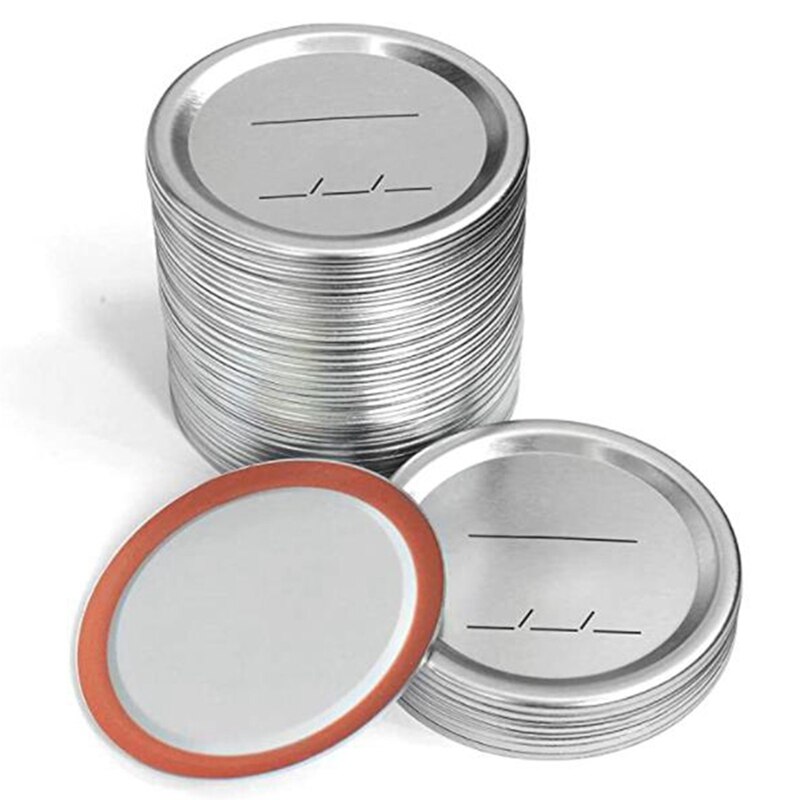 Couvercles de mise en conserve pratiques à bouche régulière pour bocaux à bille/Kerr, couvercles de bocaux maçon en métal à fente avec joints en Silicone, argent: Argent