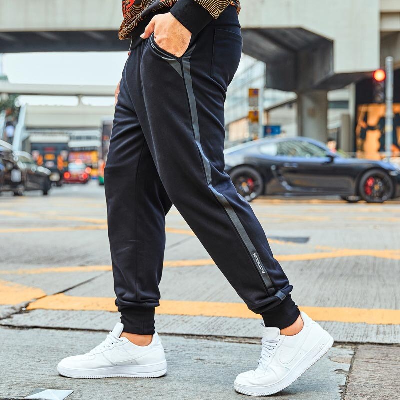 Gxxh trend män byxor stor storlek män & #39 ;s lösa grå sidrandiga tryckta fleecebyxor 2022 vinter herr & #39 varma byxor xxl -6xl