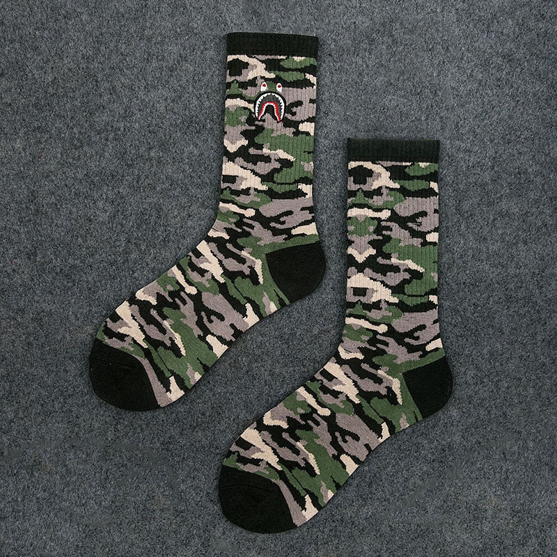 Men Brand Street Socks Camouflage Women Hiphop Korea Skateboard Sokken Cotton Elasticity Sporty Wear Outside Long Socks