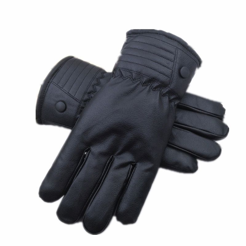 KLV Degli Uomini di Guanti di pelle di Pecora Guanto di Cuoio Per Gli Uomini di Inverno All'aperto Caldo Ispessimento Della Rappezzatura Termico Guanti