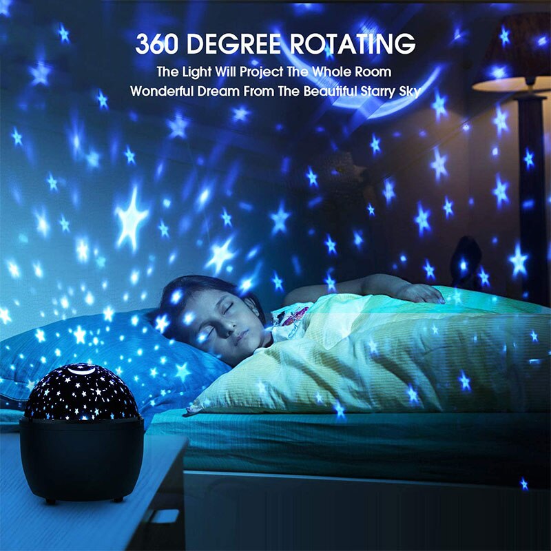 Led Sterrenhemel Projector Lamp 360 Graden Kleurrijke Draaien Knipperende Nachtlampje Lamp Planeet Magic Projector Voor Thuis Decoratie