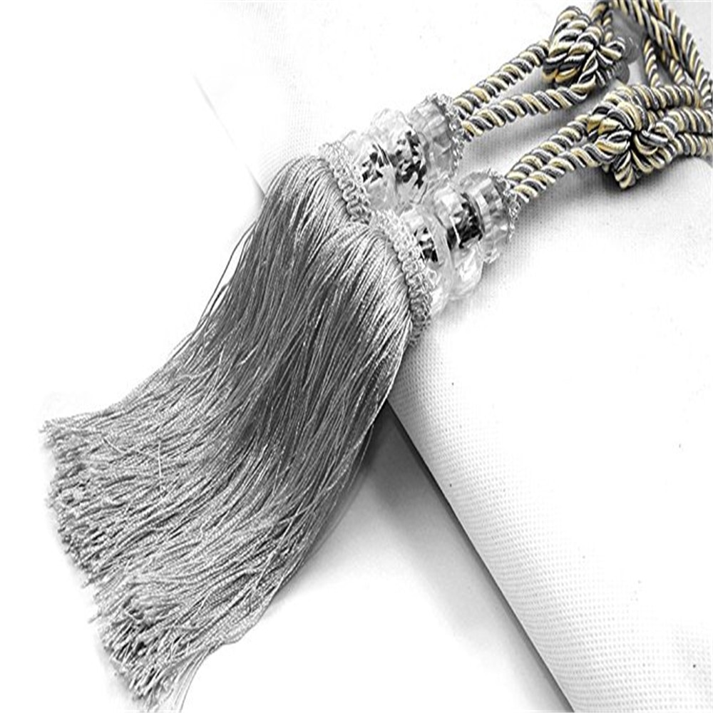 Curtain Tiebacks 2PC Crystal Beaded Tassels Tieback Curtain Cord Home Textiles Window Treatments Home Decoration Accessories #15