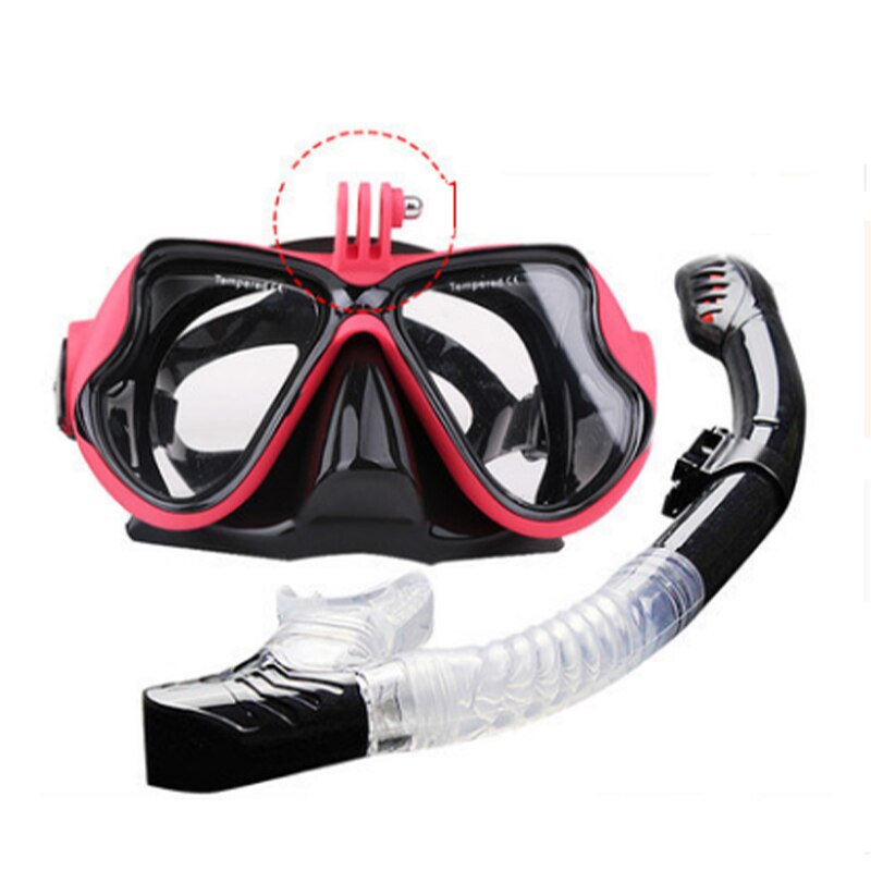 Drijvende Duiken Lung Duiken Pakket Masker Siliconen Rok Drie-Lens Volwassen Panoramisch Vol Droge Duikbril Drijvende Duiken Lung di: Rood