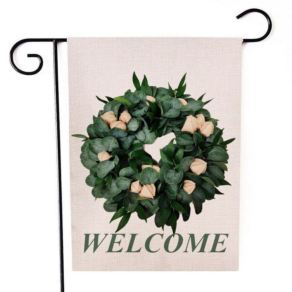 Welcome Wreath Small Garden Flag Vertical 12.5 x 18 Inch Yard Outdoor Decor Flag Garden Decoration Garden Flags