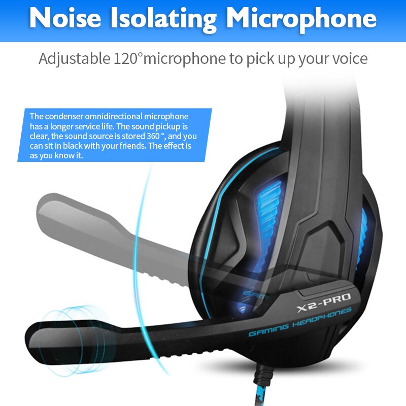 X2 Noise Cancelling Gamer Headset Met Microfoon Bass Stereo Computer Telefoon Gaming Headset Hoofdtelefoon Voor Pc PS4 Xbox Een