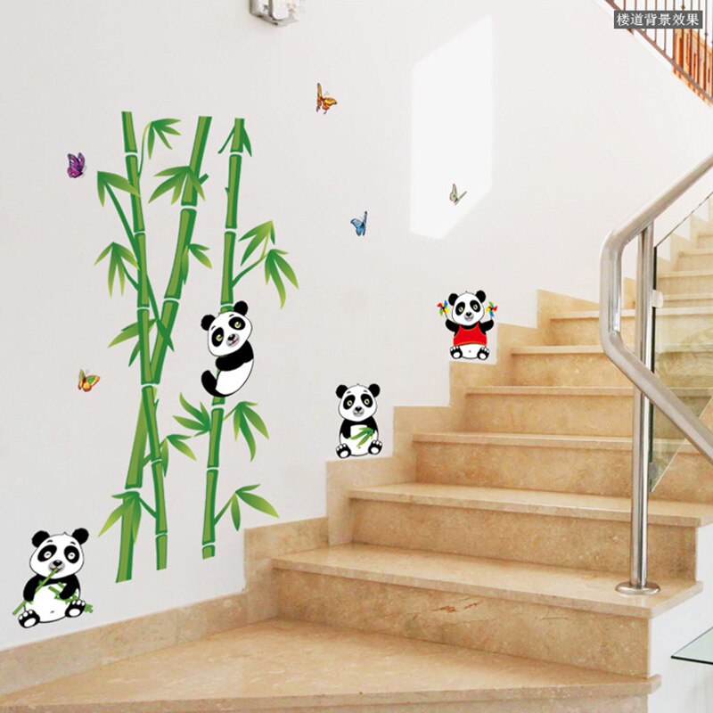 Irrotettava talon sisustus panda bambu seinätarrat tee itse kodin sisustus olohuone makuuhuone kiinalaistyylinen vinyyli julisteet tarrat