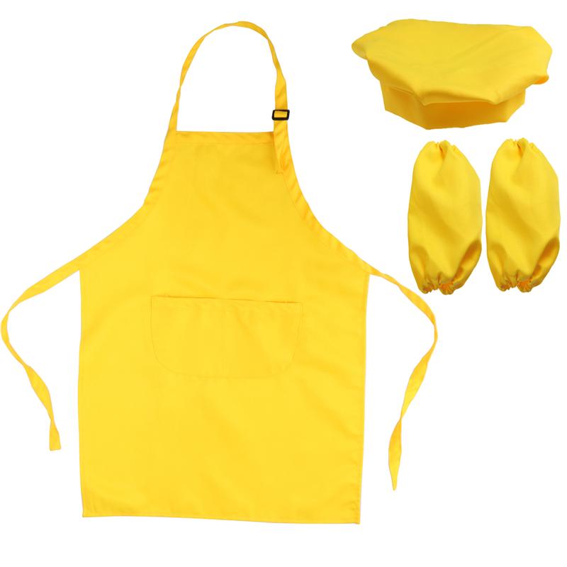 Kids Chef Set Complete Kids Kitchen Playset with Chef's Hat Apron and Sleeve for Cooking Baking Painting Decorating Party: Yellow