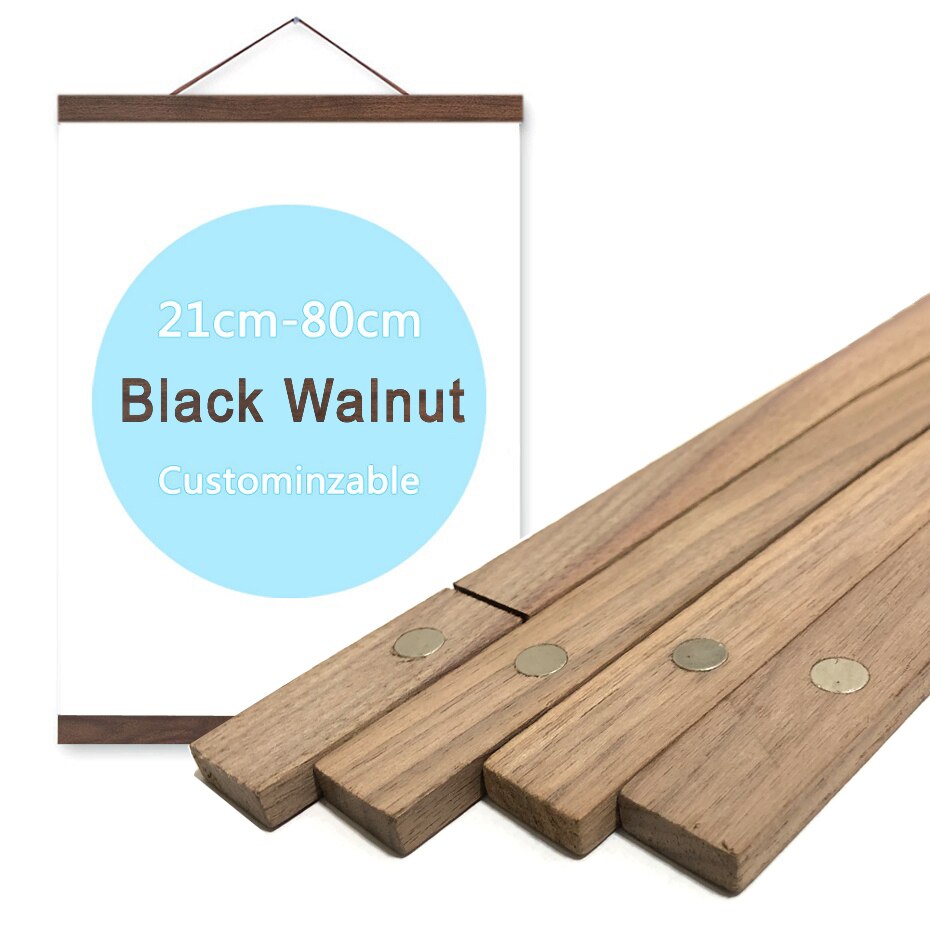 Magnetische DIY houten posterframe teak/grenen fotohangers ophangset voor foto's canvas prints poster scroll artwork printhouder: 6 inch / YELLOW