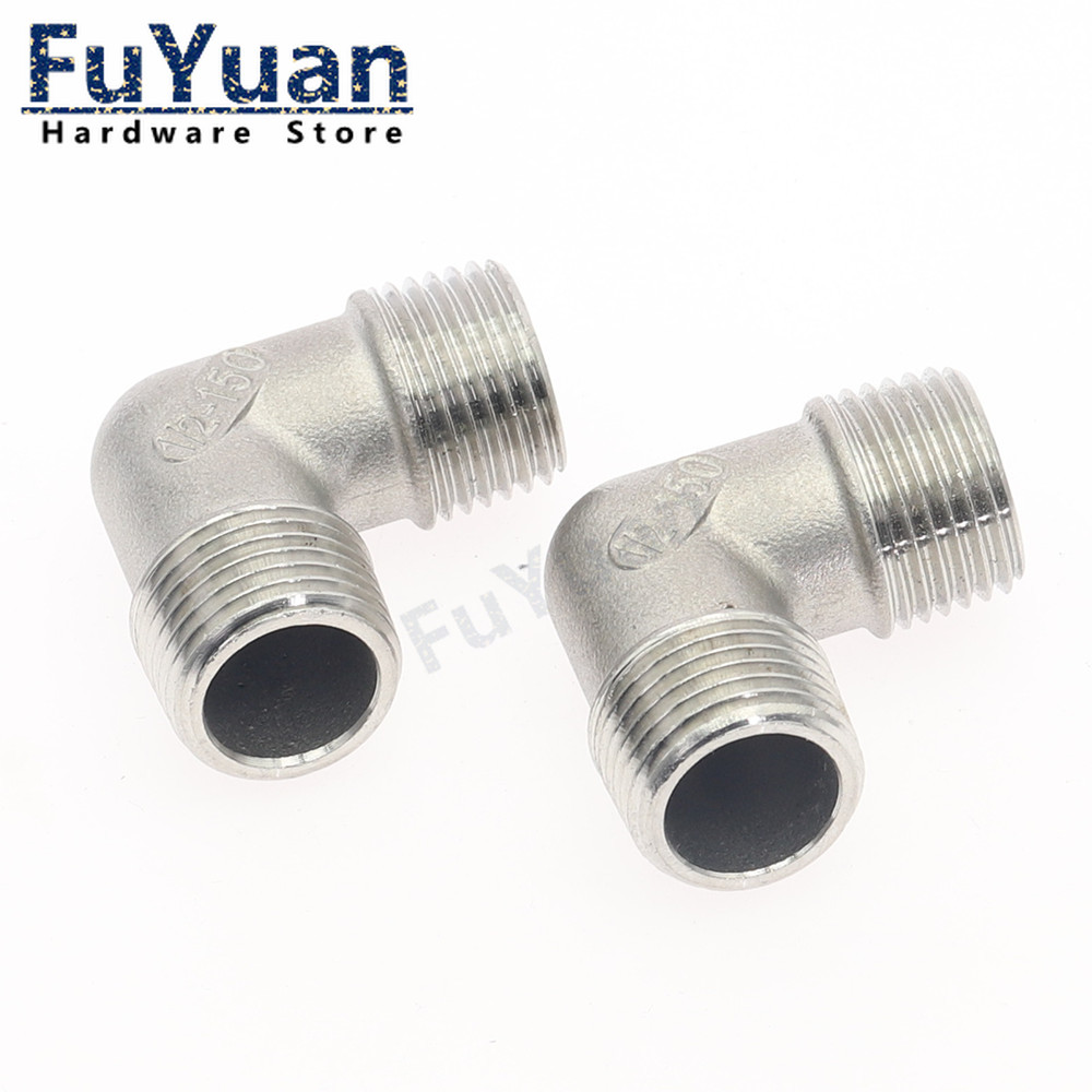 Accesorios de fontanería de acero inoxidable SS 304, 1/4, 3/8, 1/2, 3/4 y 1 pulgada, codo BSP ROSCADO MACHO, Conector de tubería en ángulo de 90 grados, 1 ud.