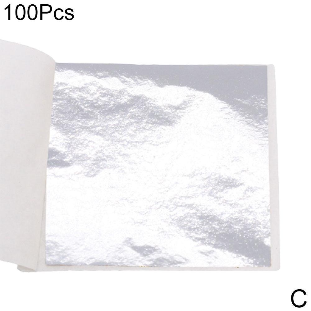 100pcs Slip Films DIY Gold Foil Paper Double Sided Gilding Sheets Leaves Decor Paper Decoration Paper Crafts Leaf DI Y2I9: C