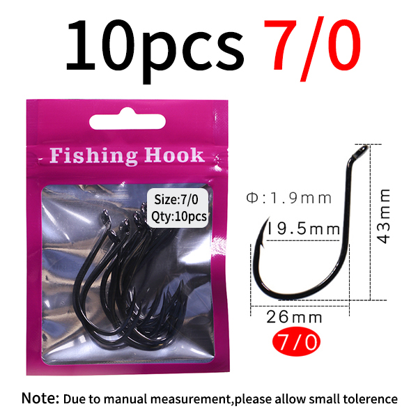Lionriver 10 stks/zak 3/0-8/0 Octopus Snavel Koolstofstaal Offset Vishaak Zoutwatervissen Livebait/Snapper Rig Haak: Paars