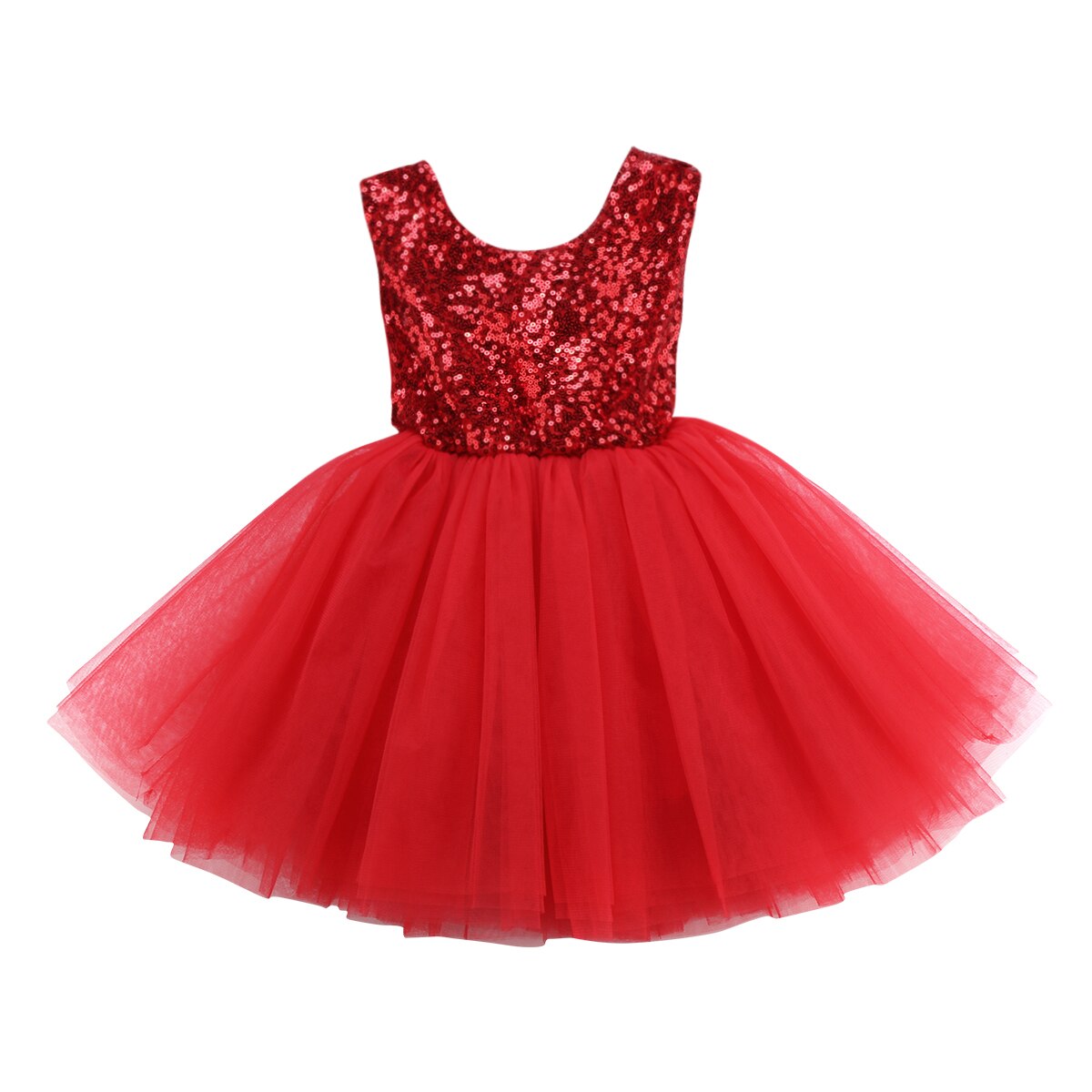 Emmababy børn baby pige prinsessekjole tutu tyl ryg udhulet festkjole pink rød balkjole formelle kjoler outfits: Rød / 18m