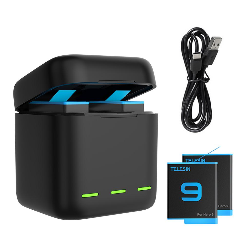 Vente Ensemble de 2 piles Telesin de 1750mAh avec boîtier de chargement 5V 2A à