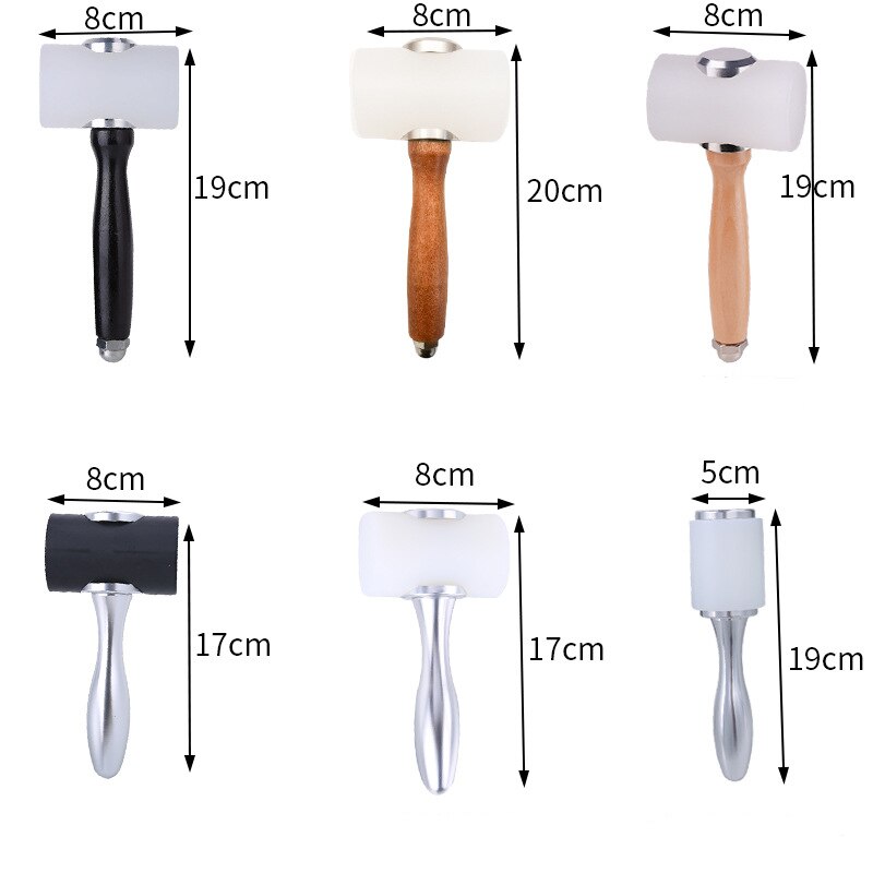 LMDZ 16 stili artigianato in pelle martello da intaglio manico in legno martello in Nylon punzonatura utensili da taglio per timbratura cucire pelle bovina